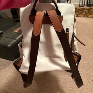 Stylish White and Brown Backpack